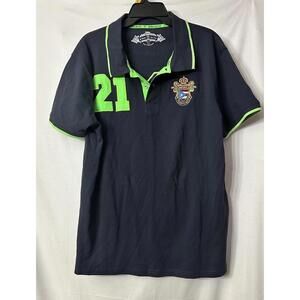 NWT Robin Ruth Puerto‎ Rico Mens Short Sleeve Navy Blue 21 Polo Shirt Size Large